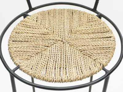  Adrien Audoux Frida Minet Pair of french bar stools rope and metal by Audoux Minet 1950s