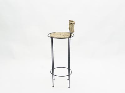 Adrien Audoux Frida Minet Pair of french bar stools rope and metal by Audoux Minet 1950s