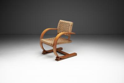  Adrien Audoux Frida Minet Rope Armchair by Adrien Audoux and Frida Minet for Vibo Vesoul France ca 1950s