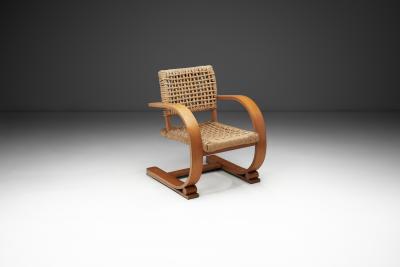  Adrien Audoux Frida Minet Rope Armchair by Adrien Audoux and Frida Minet for Vibo Vesoul France ca 1950s
