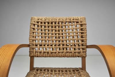  Adrien Audoux Frida Minet Rope Armchair by Adrien Audoux and Frida Minet for Vibo Vesoul France ca 1950s