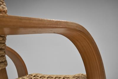  Adrien Audoux Frida Minet Rope Armchair by Adrien Audoux and Frida Minet for Vibo Vesoul France ca 1950s
