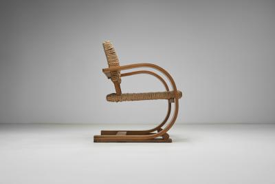  Adrien Audoux Frida Minet Rope Armchair by Adrien Audoux and Frida Minet for Vibo Vesoul France ca 1950s