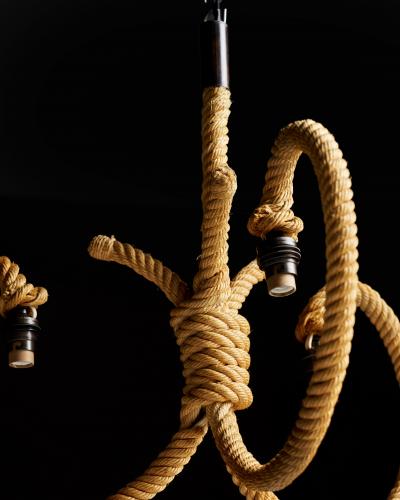  Adrien Audoux Frida Minet Rope Ceiling Light by Audoux and Minet France c 1960