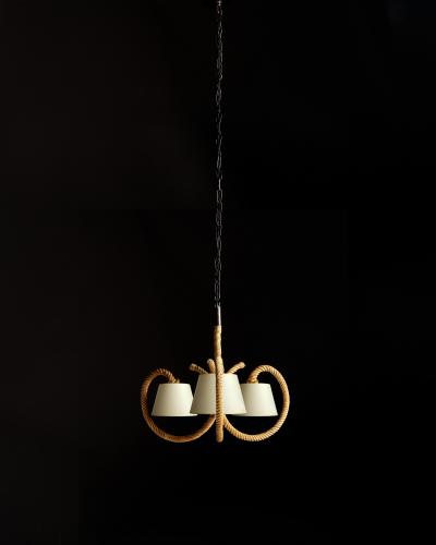  Adrien Audoux Frida Minet Rope Ceiling Light by Audoux and Minet France c 1960