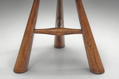  Adrien Audoux Frida Minet Six Stools with Woven Seats in the manner of Audoux Minet France 1950s