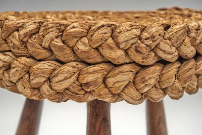  Adrien Audoux Frida Minet Six Stools with Woven Seats in the manner of Audoux Minet France 1950s