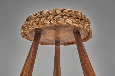  Adrien Audoux Frida Minet Six Stools with Woven Seats in the manner of Audoux Minet France 1950s