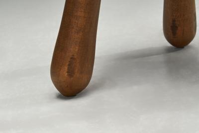  Adrien Audoux Frida Minet Wood and Wicker Stool in the manner of Audoux Minet Europe Mid 20th Century