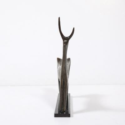  Aharon Bezalel Mid Century Modernist Bronze Deer Sculpture signed Aharon Bezalel