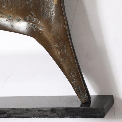  Aharon Bezalel Mid Century Modernist Bronze Deer Sculpture signed Aharon Bezalel