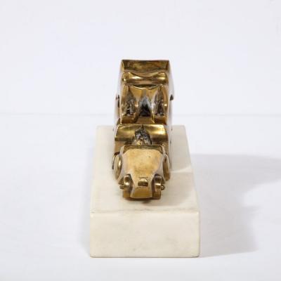  Aharon Bezalel Mid Century Modernist Car Sculpture in Brass on Marble Base by Aharon Bezalel