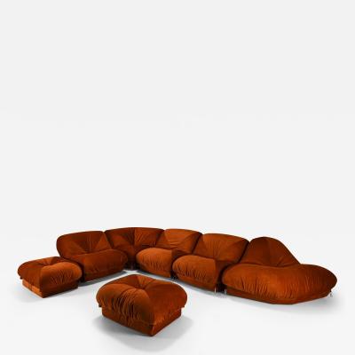  Airborne Sectional Sofa Patate in Rusty Orange Fabric by Airborne France 1970s