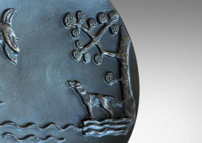  Akta Brons Svensk Vara NJ Hanging Plate with Rural Relief by Akta Brons