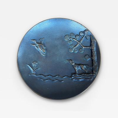  Akta Brons Svensk Vara NJ Hanging Plate with Rural Relief by Akta Brons