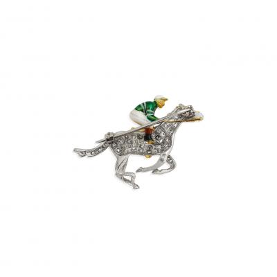  Alabaster Wilson Alabaster Wilson Horse and Jockey Brooch