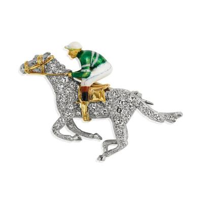  Alabaster Wilson Alabaster Wilson Horse and Jockey Brooch