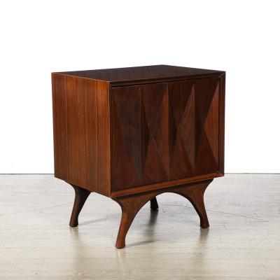  Albert Parvin Co Mid Century Book Matched Walnut Diamond Front Nightstands by Albert Parvin