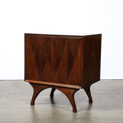  Albert Parvin Co Mid Century Book Matched Walnut Diamond Front Nightstands by Albert Parvin
