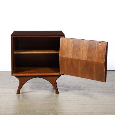  Albert Parvin Co Mid Century Book Matched Walnut Diamond Front Nightstands by Albert Parvin