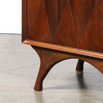  Albert Parvin Co Mid Century Book Matched Walnut Diamond Front Nightstands by Albert Parvin