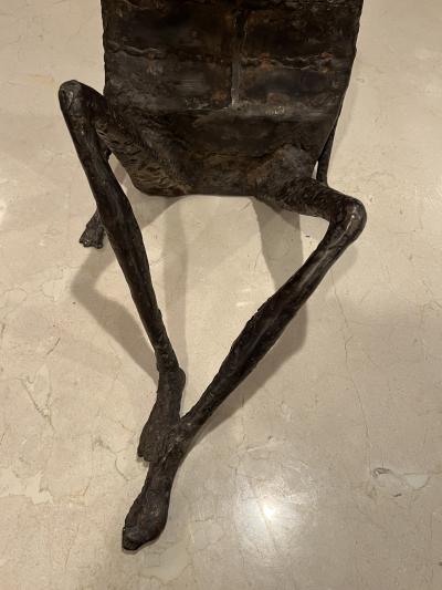  Alberto Deigo Giacometti UNUSUAL FORM BRUTALIST BRONZE SITTING MAN ATTRIBUTED TO ALBERTO GIACCOMETTI