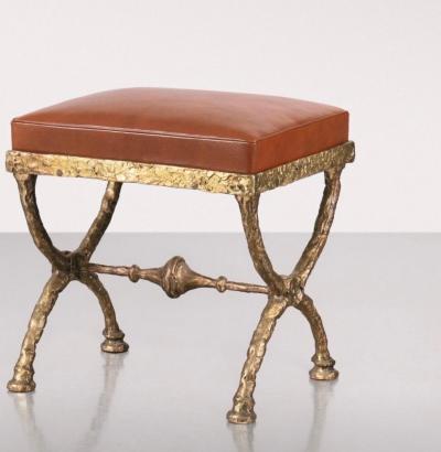 Alberto Diego Giacometti 2 French Modern Neoclassical Bronze Benches Side Tables in Style of Giacometti