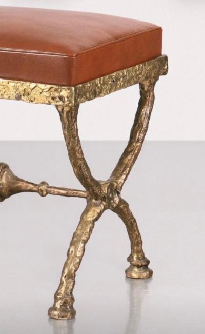  Alberto Diego Giacometti 2 French Modern Neoclassical Bronze Benches Side Tables in Style of Giacometti