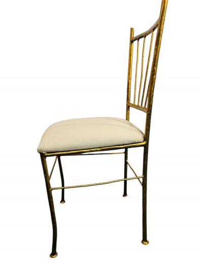  Alberto Diego Giacometti BRUTALIST SUITE OF FOUR GOLD METAL DINING CHAIRS IN THE MANNER OF GIACOMMETTI