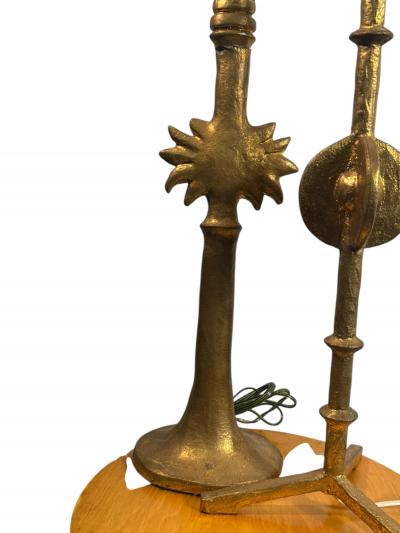  Alberto Diego Giacometti GIACOMETTI GOLD LEAF RESIN SUNBURST ETOILE TABLE LAMPS