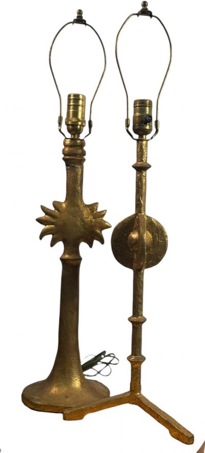  Alberto Diego Giacometti GIACOMETTI GOLD LEAF RESIN SUNBURST ETOILE TABLE LAMPS