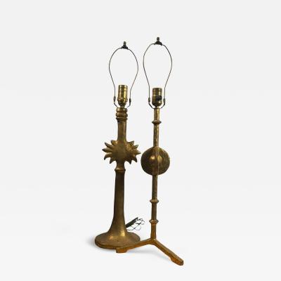  Alberto Diego Giacometti GIACOMETTI GOLD LEAF RESIN SUNBURST ETOILE TABLE LAMPS