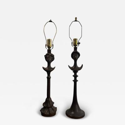  Alberto Diego Giacometti GIACOMETTI TETE DE FEMME RESIN TABLE LAMPS BY SIRMOS
