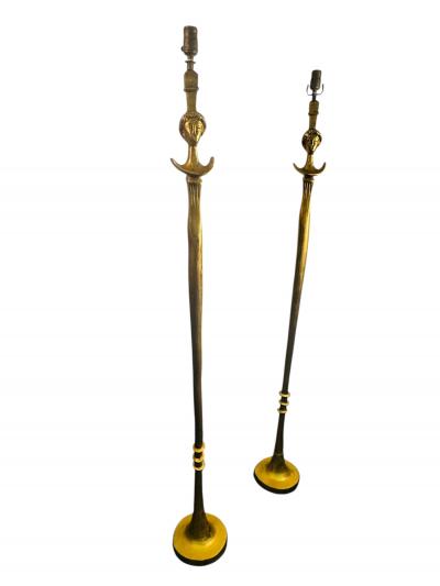  Alberto Diego Giacometti GILT BRONZE PAIR OF TETE DE FEMME FLOOR LAMPS AFTER DIEGO GIACOMETTI
