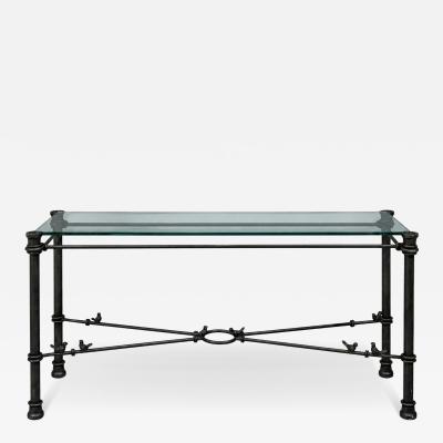  Alberto Diego Giacometti Giacometti Style Console Table Forged Metal Glass USA 1970s