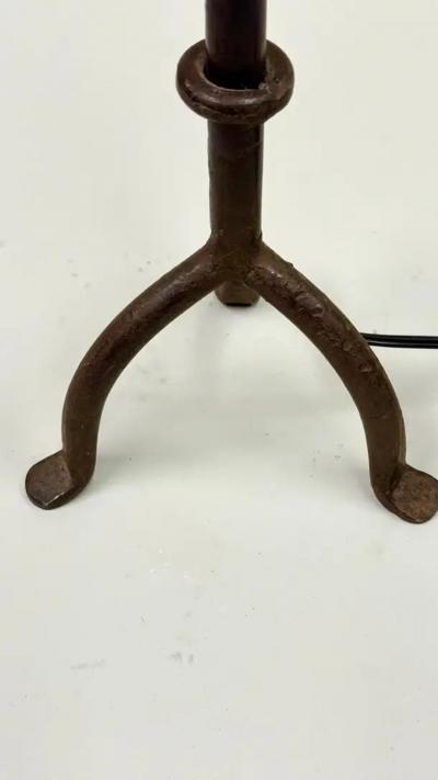  Alberto and Diego Giacometti French Mid Century Wrought Iron Table Lamps in the Style of Giacometti
