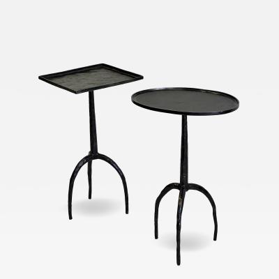  Alberto and Diego Giacometti Pair of French Hammered Wrought Iron Side Tables in style of Diego Giacometti