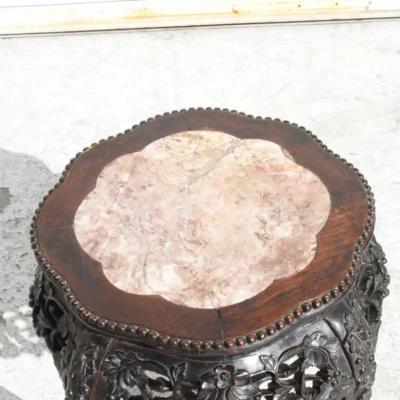  Alco China 1 Antique Chinese Carved Wood Stand With Marble Insert