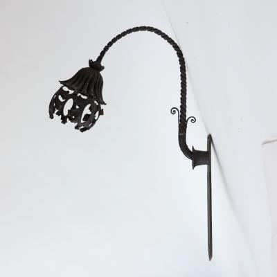  Alessandro Mazzucotelli Alessandro Mazzucotelli Art Nouveau Wrought Iron Wall Lamp Italy 1920s