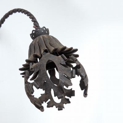  Alessandro Mazzucotelli Alessandro Mazzucotelli Art Nouveau Wrought Iron Wall Lamp Italy 1920s