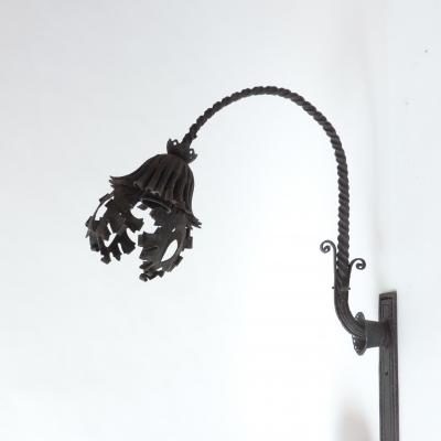  Alessandro Mazzucotelli Alessandro Mazzucotelli Art Nouveau Wrought Iron Wall Lamp Italy 1920s