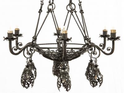  Alessandro Mazzucotelli Alessandro Mazzucotelli Chandelier in Wrought Iron