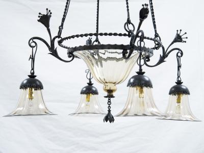  Alessandro Mazzucotelli Alessandro Mazzucotelli Wrought Iron Chandelier