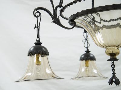  Alessandro Mazzucotelli Alessandro Mazzucotelli Wrought Iron Chandelier