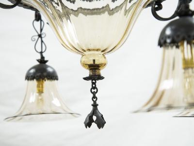  Alessandro Mazzucotelli Alessandro Mazzucotelli Wrought Iron Chandelier