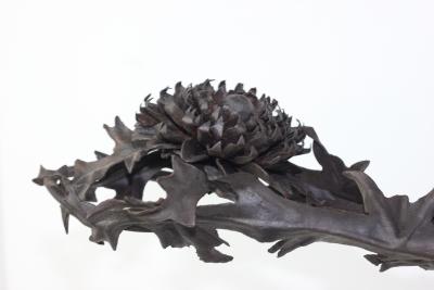  Alessandro Mazzucotelli Extraordinary Thistle Flower Sculpture by Alessandro Mazzucotelli 1910 Italy