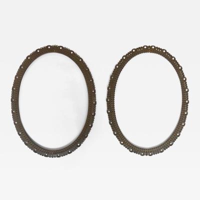  Alessandro Mazzucotelli Pair Of Hand Crafted Italian 1940s Wrought Iron Oval Frames for Mirrors 