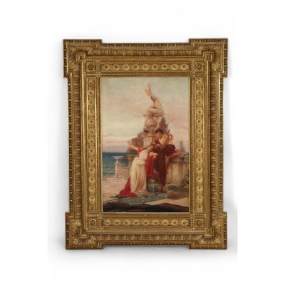 Alessandro Pigna Alessandro Pigna Italian Painting of the Muses in an Ornate Carved Giltwood Fram