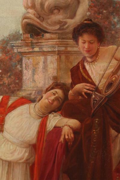  Alessandro Pigna Alessandro Pigna Italian Painting of the Muses in an Ornate Carved Giltwood Fram