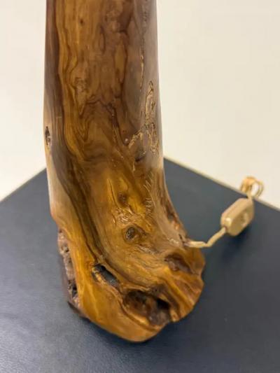  Alexandre Noll Pair of French Organic Modern Craftsman Olive Wood Table Lamps Alexandre Noll